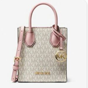 NWT Michael Kors Mercer Cream and Pink Crossbody Bag